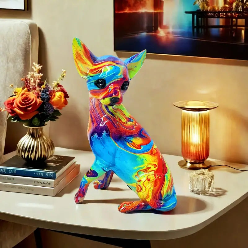 Lampada Artigianale – Vibrant Resin Chihuahua Table Lamp